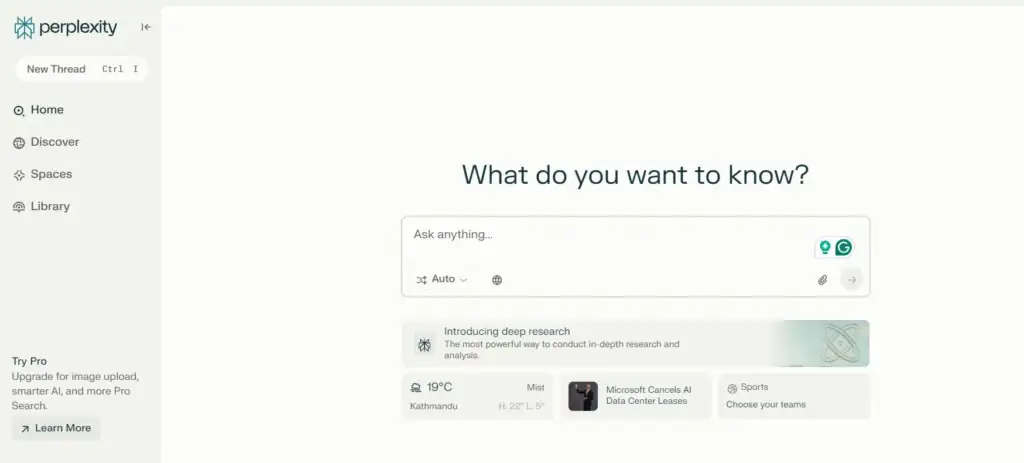 perplerxity dashboard