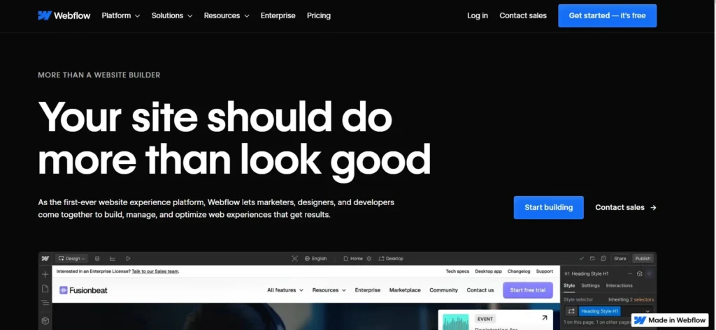 webflow as Best No Code Website Builder