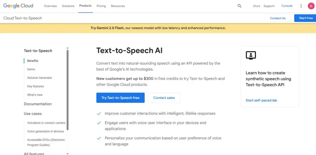 Google Cloud Text-to-Speech